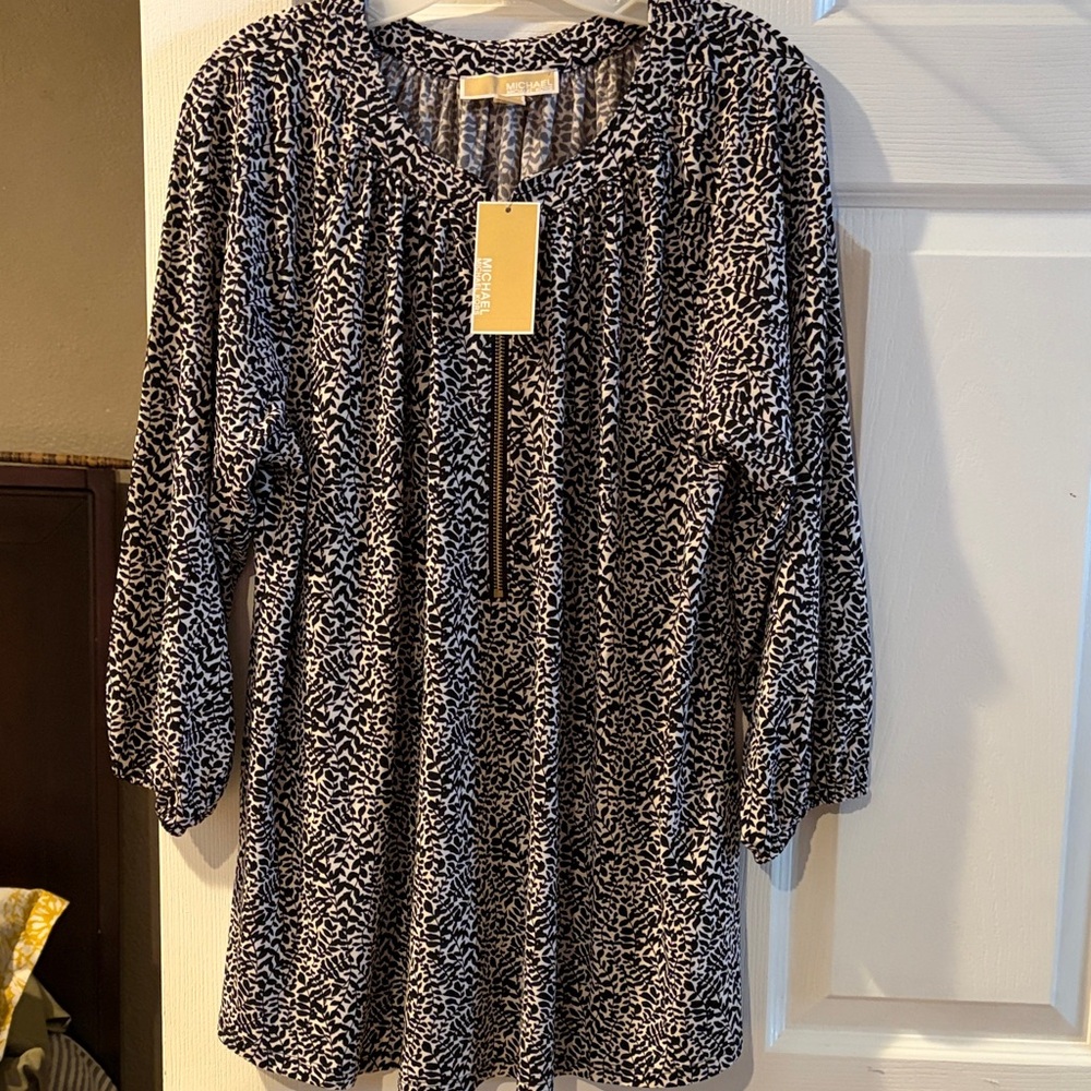 Michael Kors Monochrome Abstract Blouse